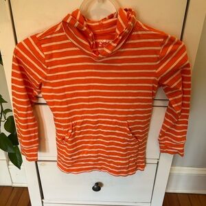 Primary kids unisex striped pullover hoodie 100% cotton orange size 4-5